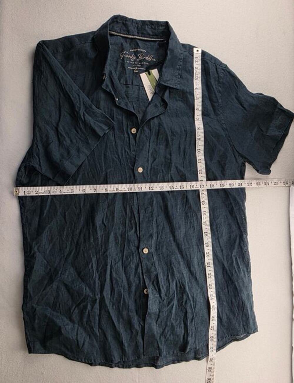 Funky Buddha Short Sleeve Linen Button Down Size Large NWT